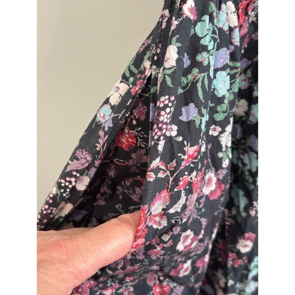 Love Shack Fancy Dress 4 Lais Floral Puff Sleeve Midi Black Pink Blue - Picture 4 of 7